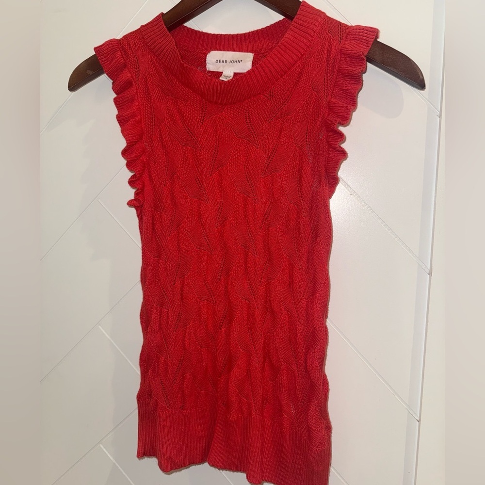 DEAR JOHN DENIM betty crew sweater tank in red rose small - Picture 7 of 12